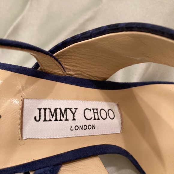 Jimmy Choo Salise Suede Croc-Embossed EU 36 85mm Color Is Denim Worn Once - Picture 9 of 15
